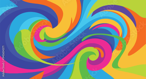 Colorful, swirling abstract pattern with vibrant shades of blue, green, and orange