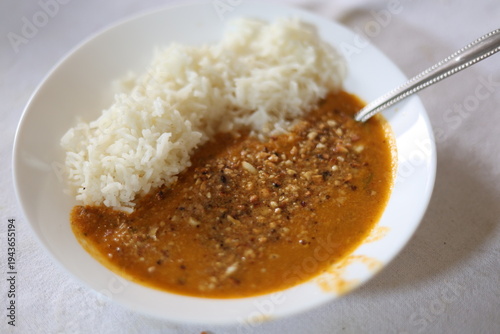 Indian food served in a white bowl
