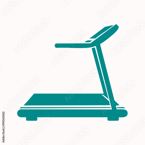 A teal-colored treadmill sits alone in a room for fitness.