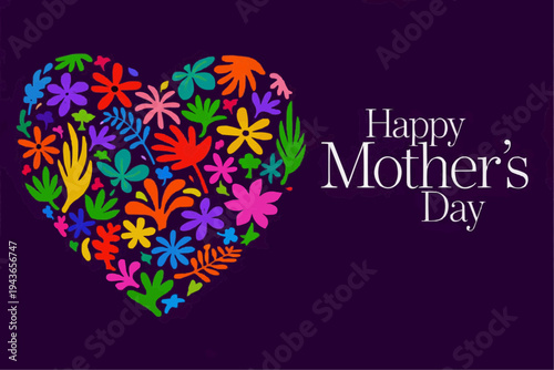 Floral Heart Happy Mother's Day"