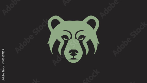 Stylized Green Red Panda Face Logo Design.