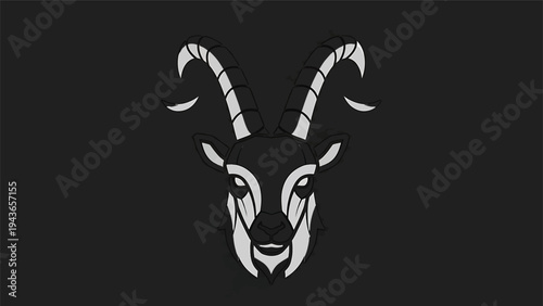 Stylized Goat Head Emblem with Majestic Horns.