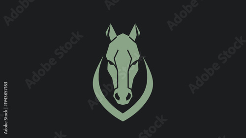Stylized Horse Head Emblem with Abstract Geometric Elements.