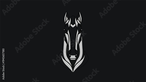 Stylized Horse Head Emblem Abstract Design.