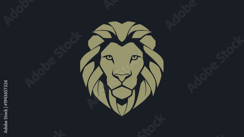 Stylized Lion Head Emblem with Golden Mane and Fierce Eyes.