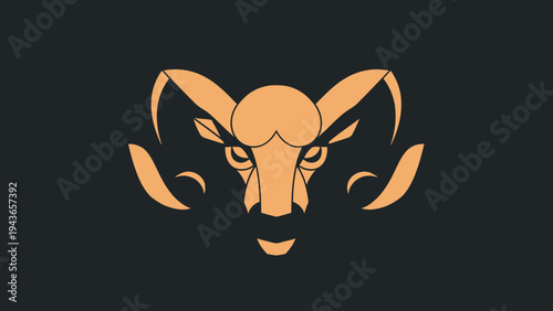 Stylized Ram Head Emblem with Bold Horns and Intense Eyes.