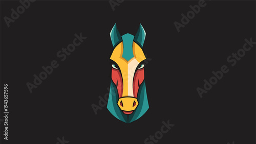 Stylized Horse Head Emblem with Vibrant Colors.