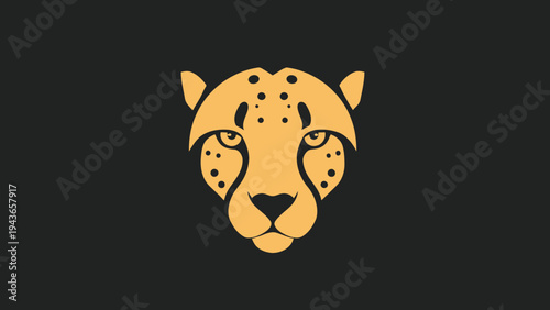 Stylized Golden Cheetah Face Logo Design.