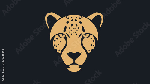 Stylized Golden Cheetah Head Logo Design.