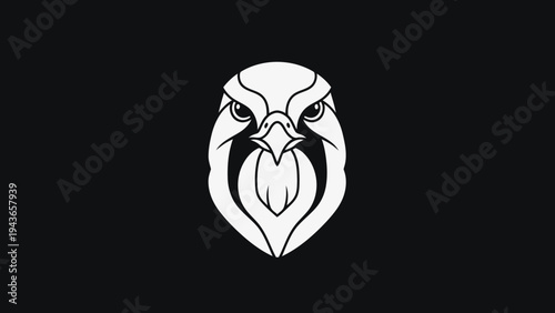 Stylized White Falcon Head Emblem on Black Background.