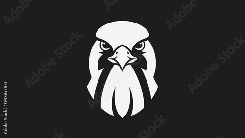Stylized White Falcon Head Emblem on Black Background.