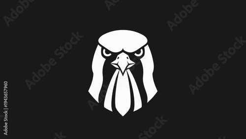 Stylized White Falcon Head Emblem on Black Background.