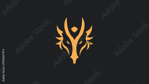 Stylized Golden Dragon Head Emblem on Dark Background.
