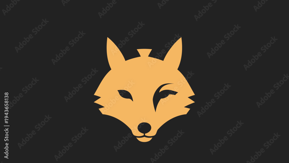 Fototapeta premium Stylized Golden Fox Head Logo Design.