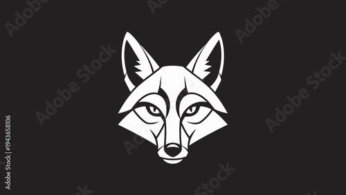 Stylized White Fox Head Emblem on Dark Background.