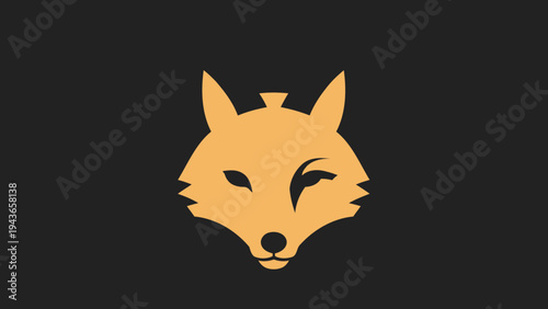 Stylized Golden Fox Head Logo Design.