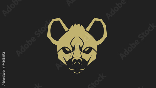 Stylized Golden Hyena Head Emblem on Dark Background.