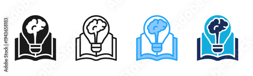 Basic Knowledge icon set multiple style collection