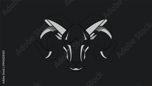 Stylized Ram Head Silhouette with Majestic Horns.