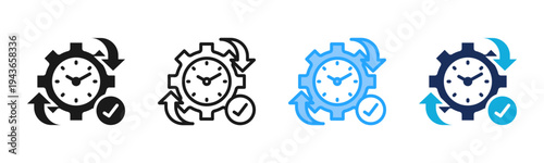Time Management icon set multiple style collection