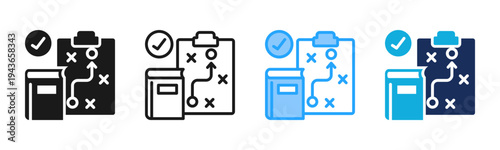 Learning Plan icon set multiple style collection