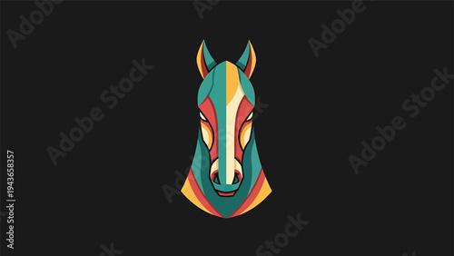 Stylized Horse Head Portrait Vibrant Geometric Design.