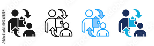 Coaching icon set multiple style collection