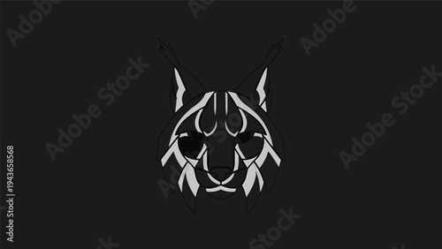 Stylized Lynx Face Logo Design Minimalist Geometric Art.