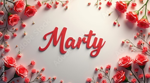 March 8 inscription women's day flowers