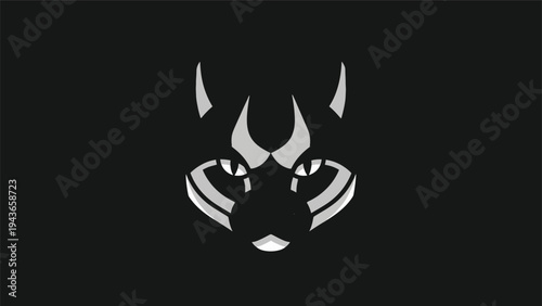 Stylized Lynx Face Logo Design Minimalist Graphic.