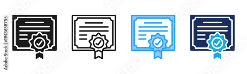 Certification icon set multiple style collection