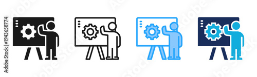 Professional Training icon set multiple style collection