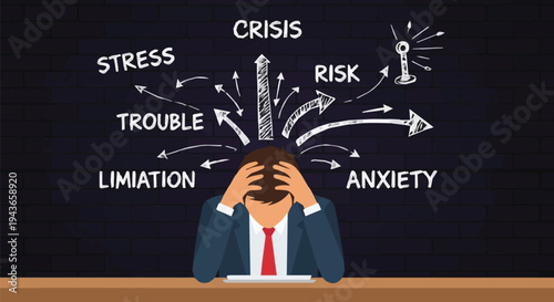 Overwhelmed by Stress, Anxiety, and Trouble A Man's Mental Struggle with Crisis and Limitations