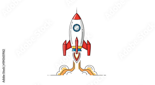 Vector illustration of a rocket ship taking off