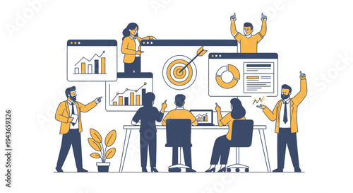 Wallpaper Mural Team collaborating on business growth and strategy analysis. Torontodigital.ca