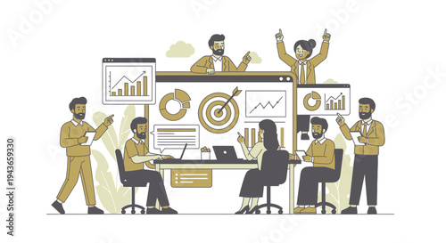 Wallpaper Mural Team collaborating on business growth and strategy analysis. Torontodigital.ca