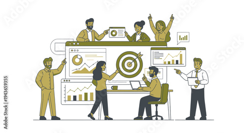 Wallpaper Mural Team collaborating on business strategy and data analysis. Torontodigital.ca