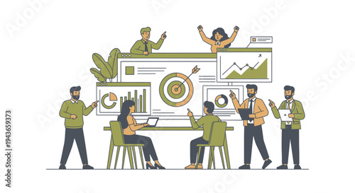 Wallpaper Mural Team collaborating on business strategy and data analysis. Torontodigital.ca