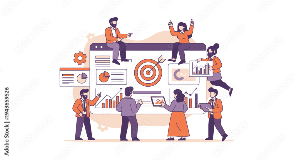 custom made wallpaper toronto digitalTeam of people analyzing business data and charts on a large screen.