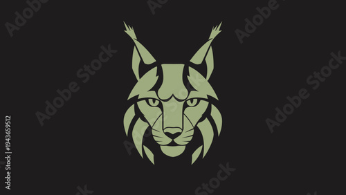 Stylized Lynx Head Emblem with Intense Gaze.