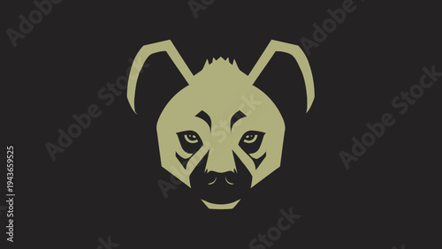 Stylized Hyena Face Emblem Graphic Design.