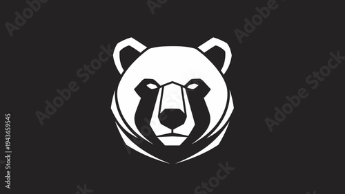 Stylized White Panda Bear Head Logo Design.