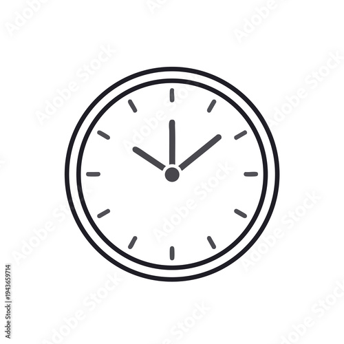 Simple icon of a circular analog clock face with hour and minute hands