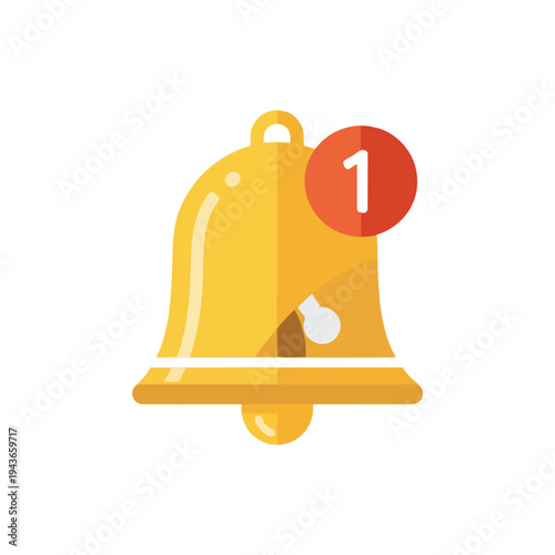 A yellow bell icon with a red notification bubble containing the number 1