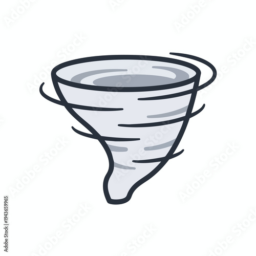 A simplified, stylized depiction of a swirling tornado