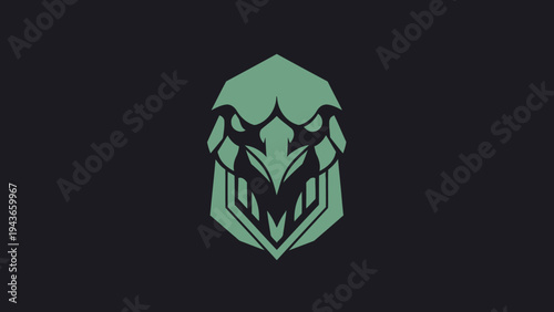 Stylized Green Eagle Head Emblem with Sharp Features.