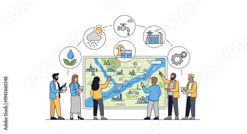 Team Collaborating on Environmental Water Resource Management Plan.