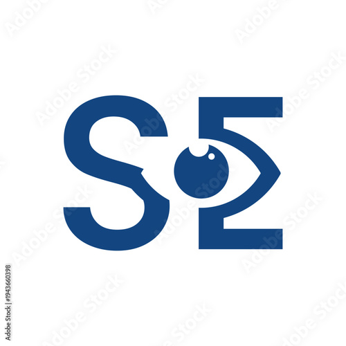 this image is a logo design of a letters SE in blue color with an eye shape in the negative space on the middle  