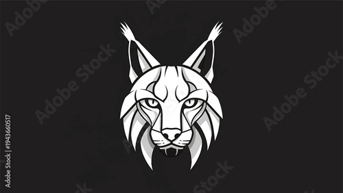 Stylized Lynx Head Illustration with Sharp Geometric Lines.