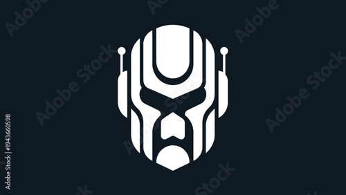 Stylized Robot Head Icon Minimalist Design.